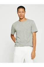 Koton Basic Marked T-shirt with a Crew Neck Slim Fit