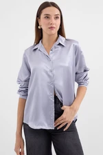 Bigdart 3964 Lightly Flowy Satin Shirt - Lilac