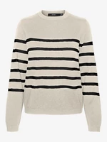 Black-beige women's striped sweater Vero Moda Saba