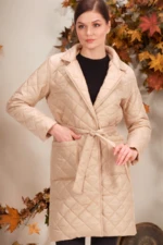 Z6722 DEWBERRY WOMEN'S COAT-DARK BEIGE