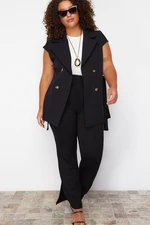 Trendyol Curve Black Double Breasted Belted Long Woven Vest