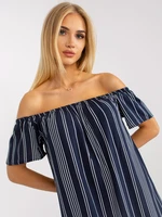 Navy blue viscose Spanish dress with stripes FRESH MADE