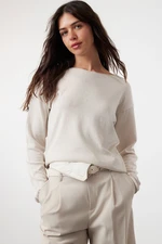 Trendyol Stone Cotton Transparent Look Fine Knitwear Sweater