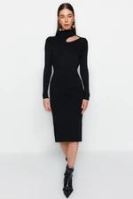 Trendyol Black Midi Knitwear Cut Out/Window Detailed Dress