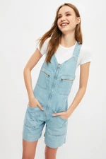 Trendyol Blue Pocket Detailed Zipper Denim Overalls