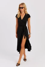 Cool & Sexy Women's Black Double Breasted Midi Dress