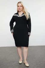 Trendyol Curve Black Sailor Collar Premium Soft Fabric Knitwear Dress