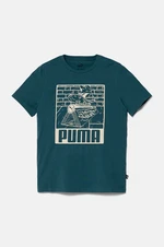 Dětské bavlněné tričko Puma ESS+ MID 90sphic Tee zelená barva, s potiskem, 681873