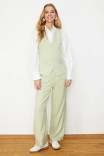 Trendyol Mint Linen Look Stylish Vest Trousers Woven Bottom Top Set