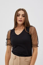 Blouse with decorative sleeves - black