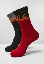 Long Flame Socks 2-Pack Red/Black