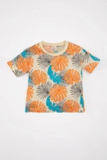 DEFACTO Baby Boy Crew Neck Palm Tree Patterned Short Sleeve T-Shirt