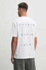 Bavlnené tričko Calvin Klein Jeans pánske, biela farba, s potlačou, J30J327316