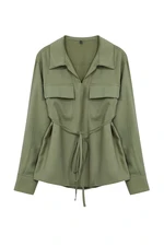 Trendyol Khaki Belted Woven Shirt