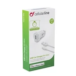 Autonabíječka CELLULARLINE Ultra v setu s datovým kabelem s konektorem Lightning, 1xUSB, 2A, bílá