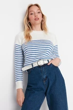 Trendyol Ecru Soft Textured Striped Knitwear Sweater