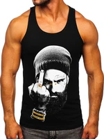 Maiou negru tank top cu imprimeu Bolf 14842