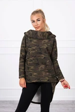 Mikina s dlouhým zadním dílem camo khaki+zelená