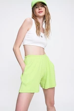 Trend Alaçatı Stili Women's Pistachio Green Cotton Bermuda Shorts