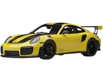 Porsche 911 (991.2) GT2 RS Weissach Package Racing Yellow with Carbon Stripes 1/18 Model Car by Autoart