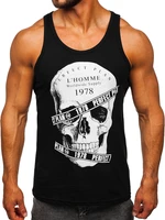 Maiou negru tank top cu imprimeu Bolf 14838