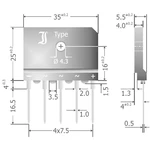 Diotec DBI25-12A mostíkový usmerňovač SIL-5 1200 V 25 A trojfázový