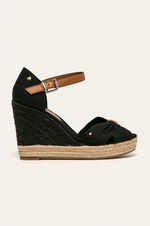 Sandále Tommy Hilfiger BASIC OPENED TOE HIGH WEDGE čierna farba, FW0FW04784