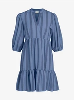 Blue patterned dress with balloon sleeves VILA Etna - Women