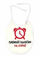 Nepromokavý bryndáček, 24 x 27 cm - Nejlepší budíček na světě, Baby Nellys  - smetanový