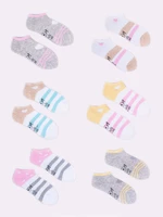 Dětské dívčí kotníkové bavlněné ponožky s vzory a barvami, balení 6 kusů SKS-0008G-AA00-001