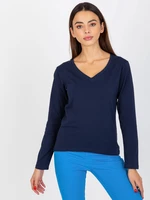 Navy blue blouse with long sleeves made of cotton