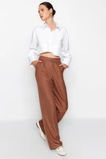 Trendyol Brown Straight/Straight Fit Woven Trousers