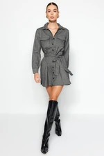 Trendyol Black Belted Woven Shirt Dress