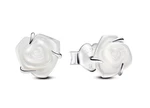 Pandora Stříbrné náušnice Rozkvetlá bílá růže 293209C01