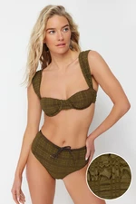 Trendyol Khaki Balcony Bikini Top