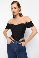 Trendyol Black Carmen Collar Woven Bustier