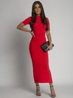 Midi pencil dress with red turtleneck