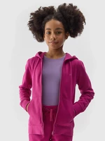 Girls' Sweatshirt with Hoodie 4F - Pink