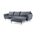 Szara narożna aksamitna sofa prawostronna Cosmopolitan Design Vienna