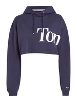 Tommy Jeans Mikina - TJW SUPER CROP BOLD TOMMY HOODIE modrá