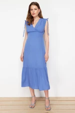 Trendyol Blue Skirt Flounced Maxi Woven Dress