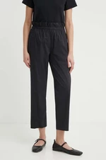 Kalhoty Liviana Conti dámské, černá barva, jednoduché, high waist, L4SK83