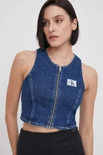 Džínový top Calvin Klein Jeans tmavomodrá barva, J20J222799