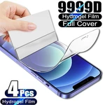 4PCS Hydrogel Film Full Cover For iPhone 11 12 13 14 Pro Max Screen Protector For iPhone 14 8 7 Plus XR XS MAX Screen Protective