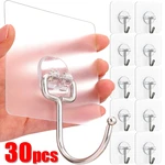 Transparent Steel Strong Adhesive Hooks Storage Hanger for Kitchen Bathroom Door Wall Sticky Hanging Hook Plug Socket Holder