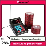 YARMEE Wireless Restaurant Equipments Pager Calling System 10 Receiver + Transmitter + Charging base For Customers queuing