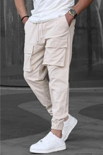 Madmext Beige Men's Cargo Pocket Jogger Pants 6812