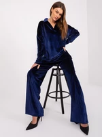 Navy blue velour set with blouse