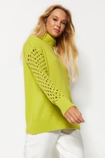 Trendyol Green Turtleneck Sleeve Detailed Knitwear Sweater