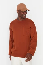 Trendyol Cinnamon Men's Crew Neck Oversize Fit Knitwear Sweater